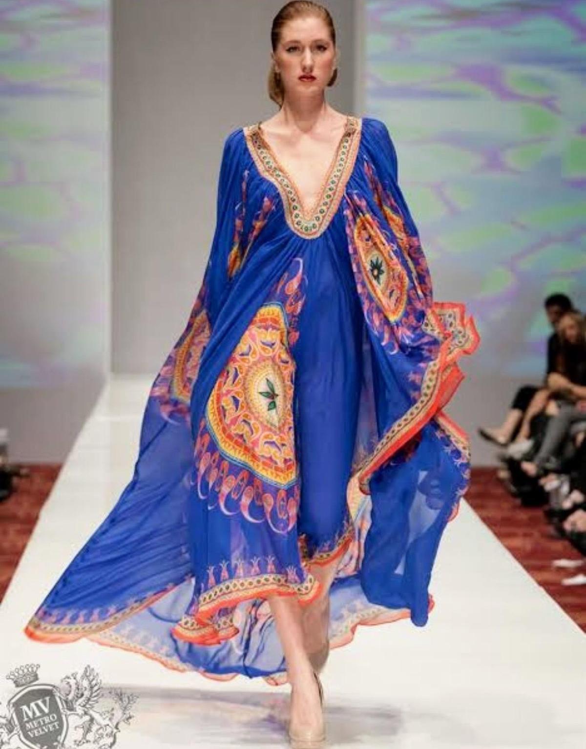 Camilla Oprah Cape Kaftan Blue One Size - Image 3