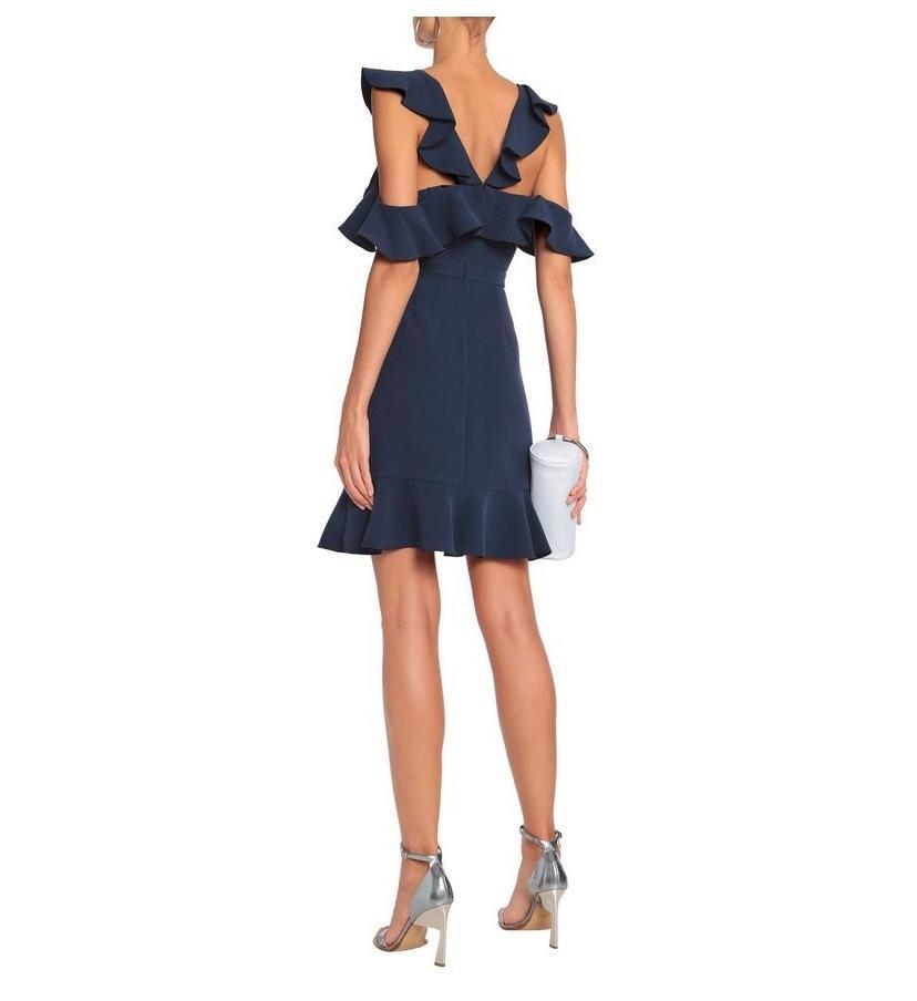 Rachel Zoe Delia ruffled crepe mini navy dress size 10 - Image 2