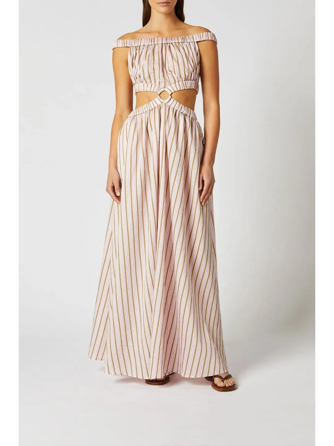 Scanlan Theodore Stripe Ring Dress Pale Pink Size AU 10 for rent on The Volte - main image