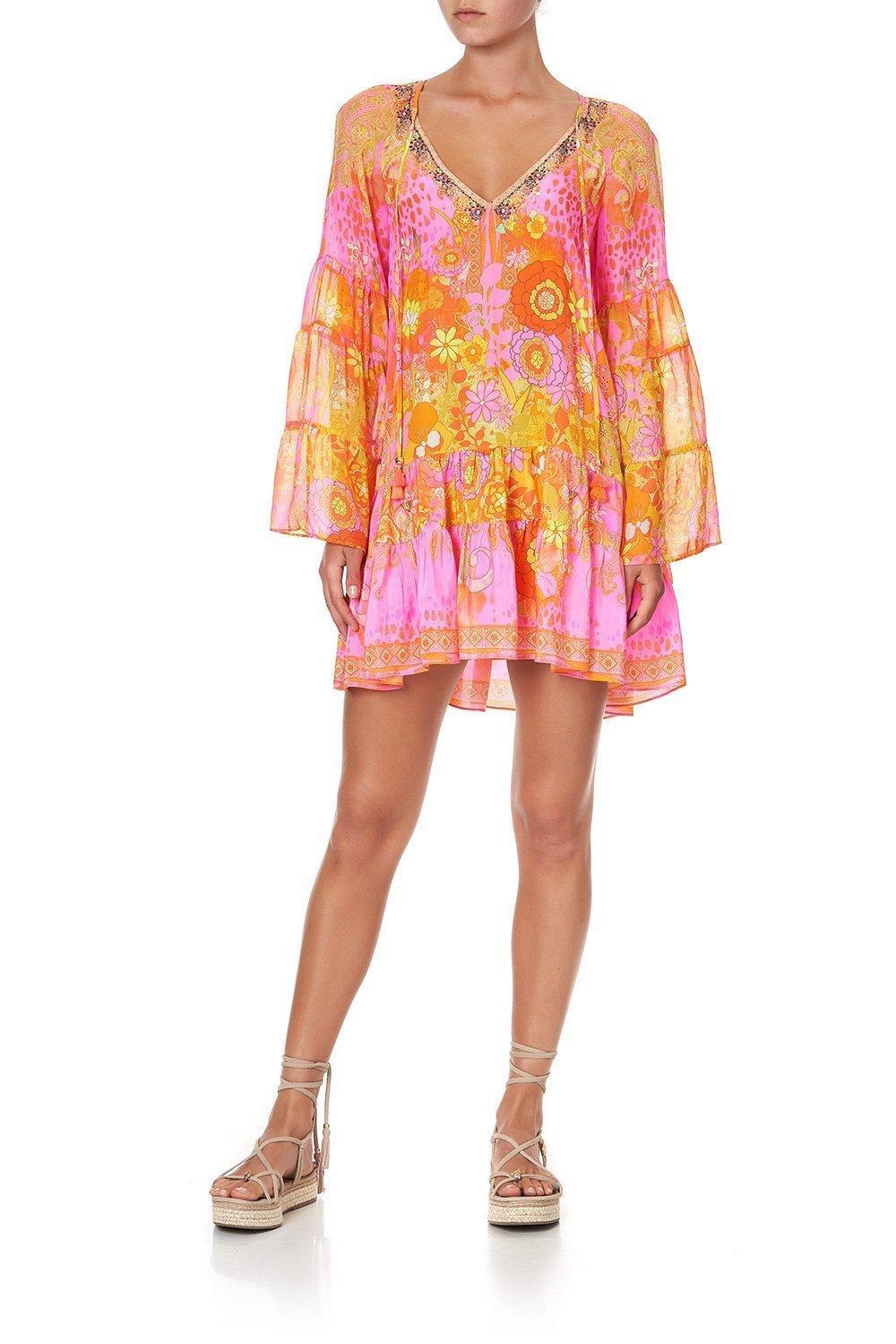 Camilla A-line Gathered Dress Print Size 8 - Image 1