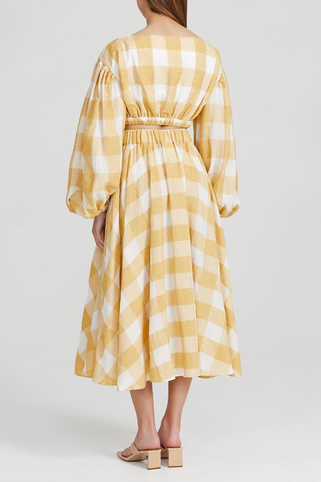 Acler Sutherland Top and Skirt Set Canary Check Size 12 - Image 3