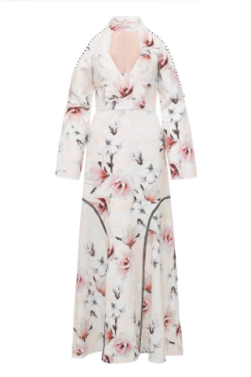 White Suede Time Stops Floral dress - Image 2
