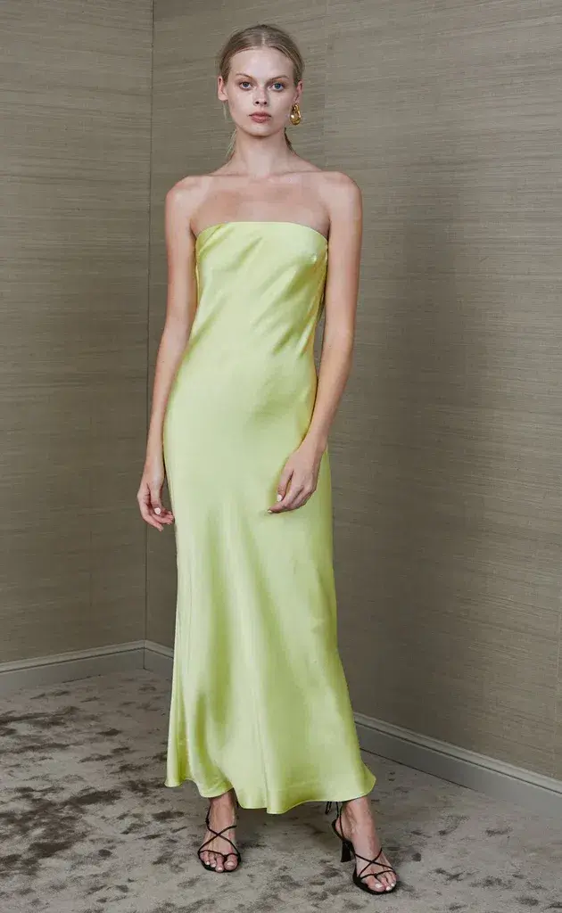Bec & Bridge Citrus Sweetie Strapless Midi Dress Green Size 10 for rent on The Volte - main image