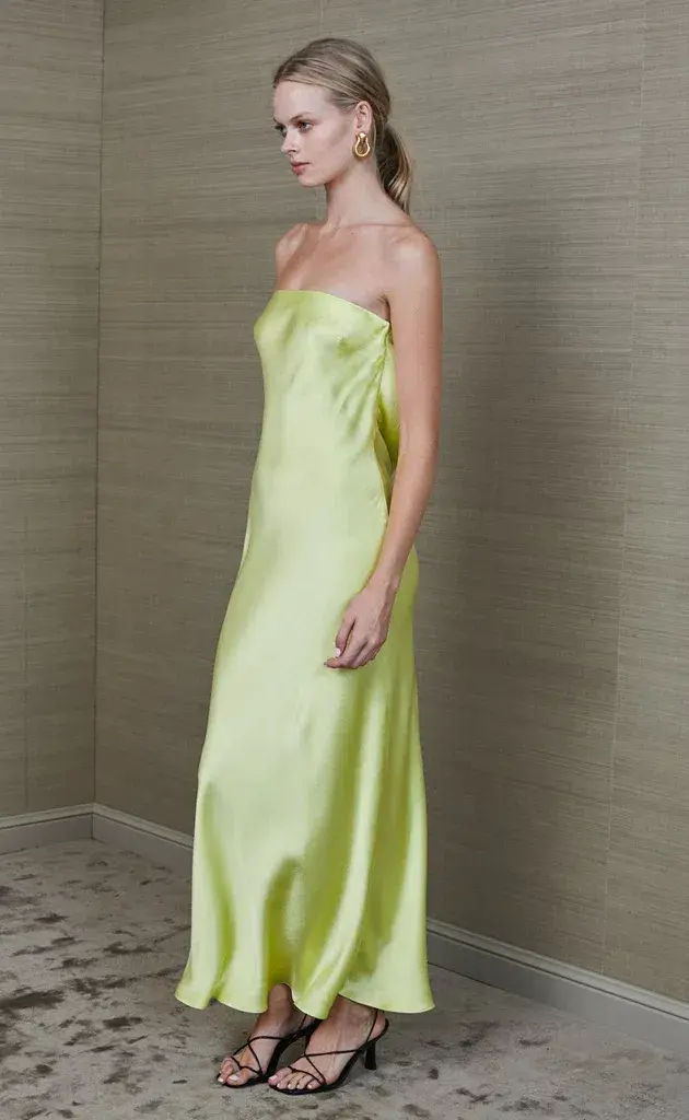 Bec & Bridge Citrus Sweetie Strapless Midi Dress Green Size 10 for rent on The Volte - main image