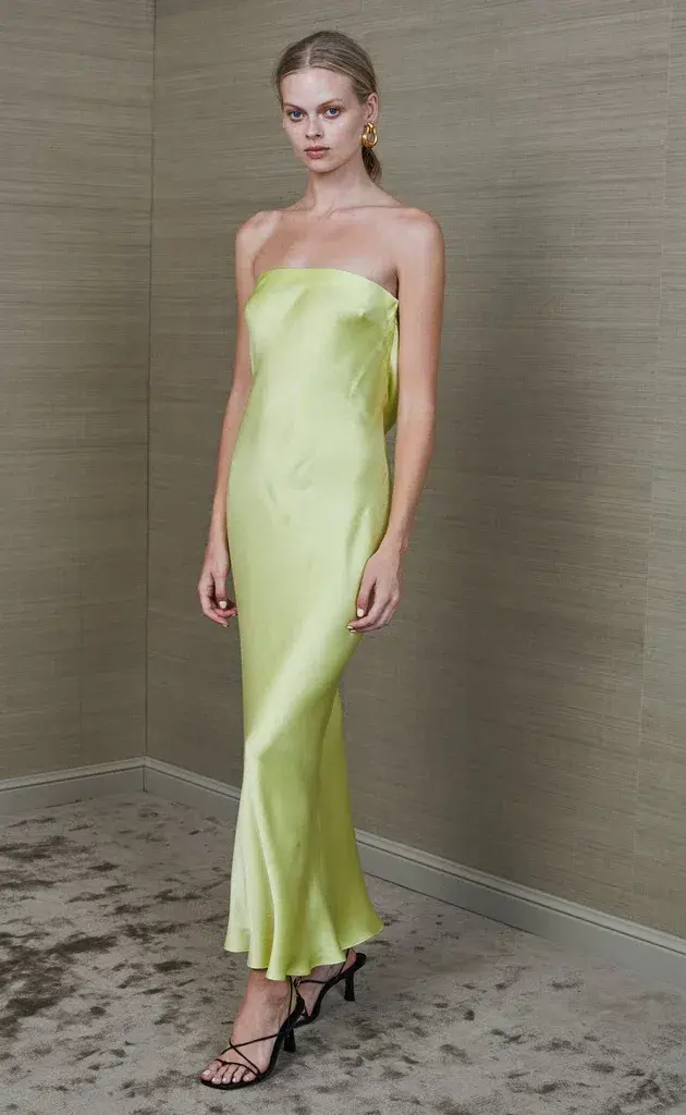 Bec & Bridge Citrus Sweetie Strapless Midi Dress Green Size 10 for rent on The Volte - main image