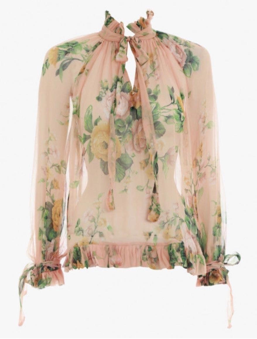 Zimmermann Zippy Necktie Top Peach Garden Floral Print Size 0 / AU 8 - Image 4