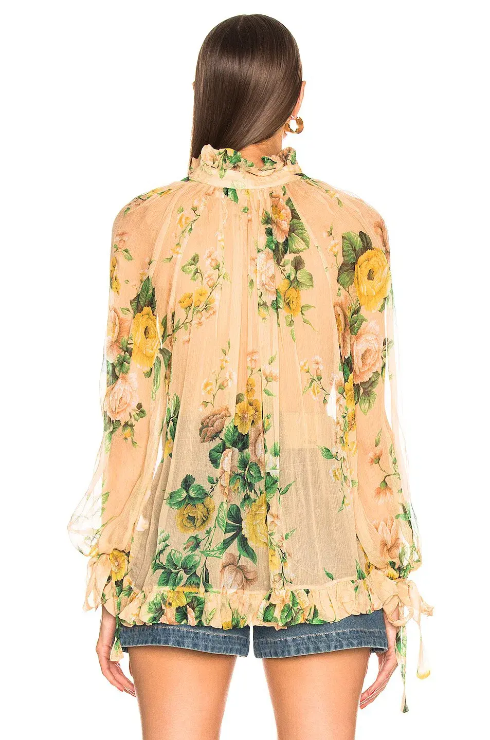 Zimmermann Zippy Necktie Top Peach Garden Floral Print Size 0 / AU 8 - Image 3