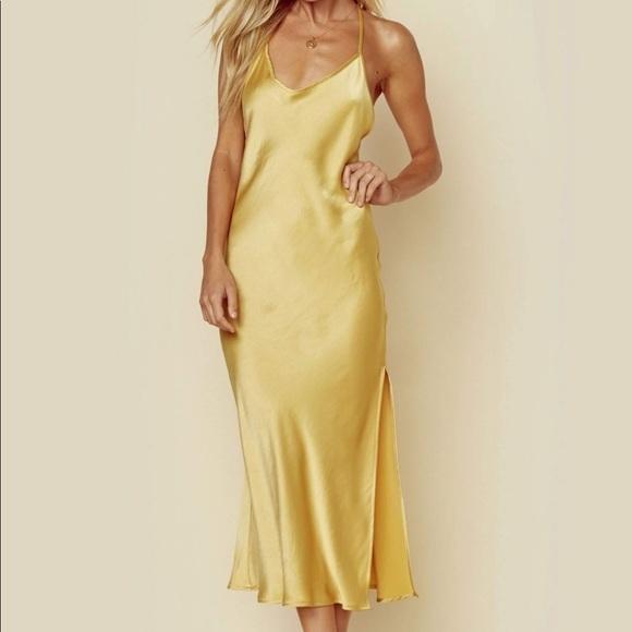 Planet Blu Slip Midi Dress (Yellow) - Size XS - Image 1