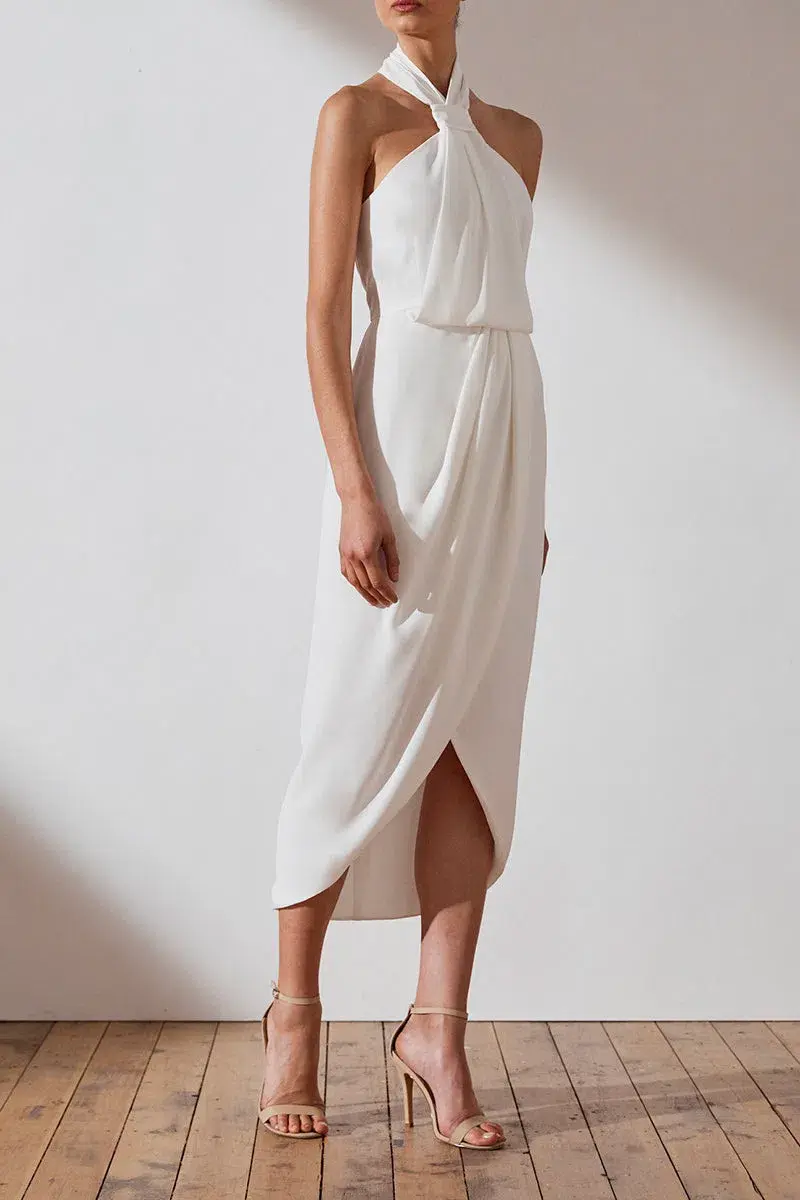 Shona Joy Core Knot Draped Dress White Size 6 - Image 2