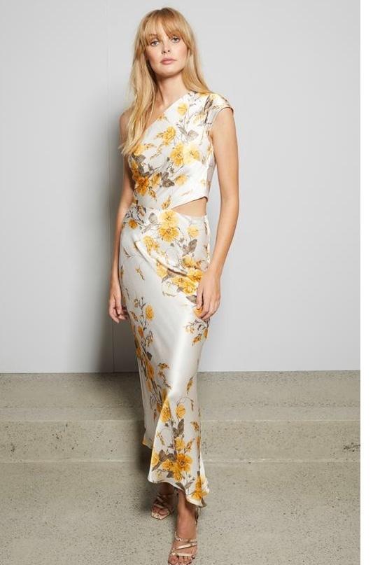 Bec & Bridge Matilde Asym Midi Dress Floral Size 10 for rent on The Volte - main image