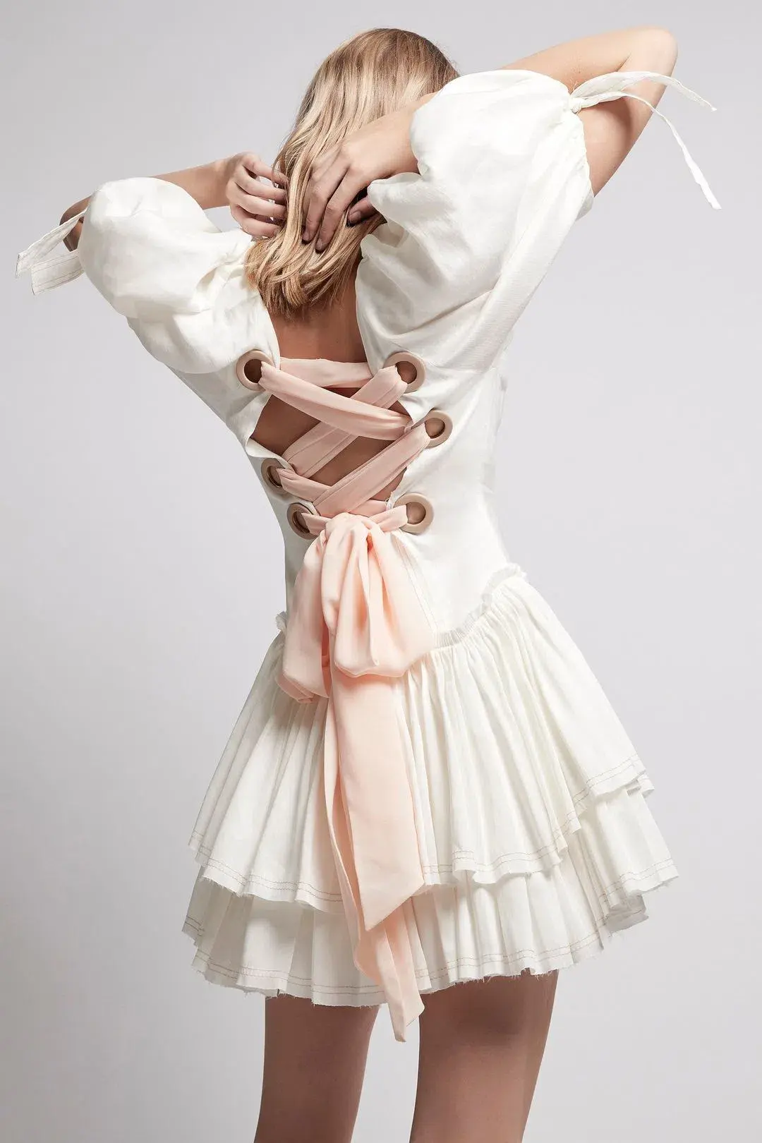Aje Overture Laced Ballet Mini Dress White Size 8  - Image 2