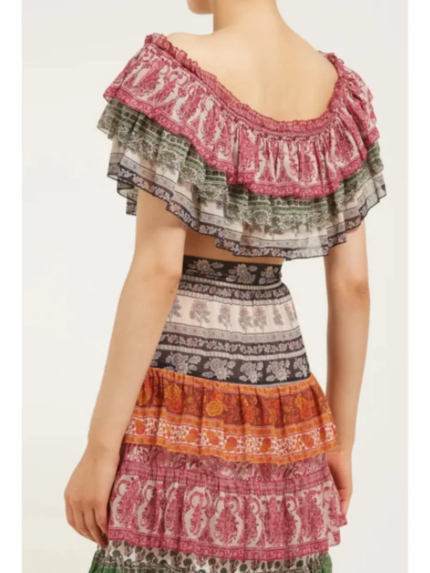 Zimmermann Amari Tiered Crop and Maxi Skirt Set Multi Size 1 / AU 10 - Image 3