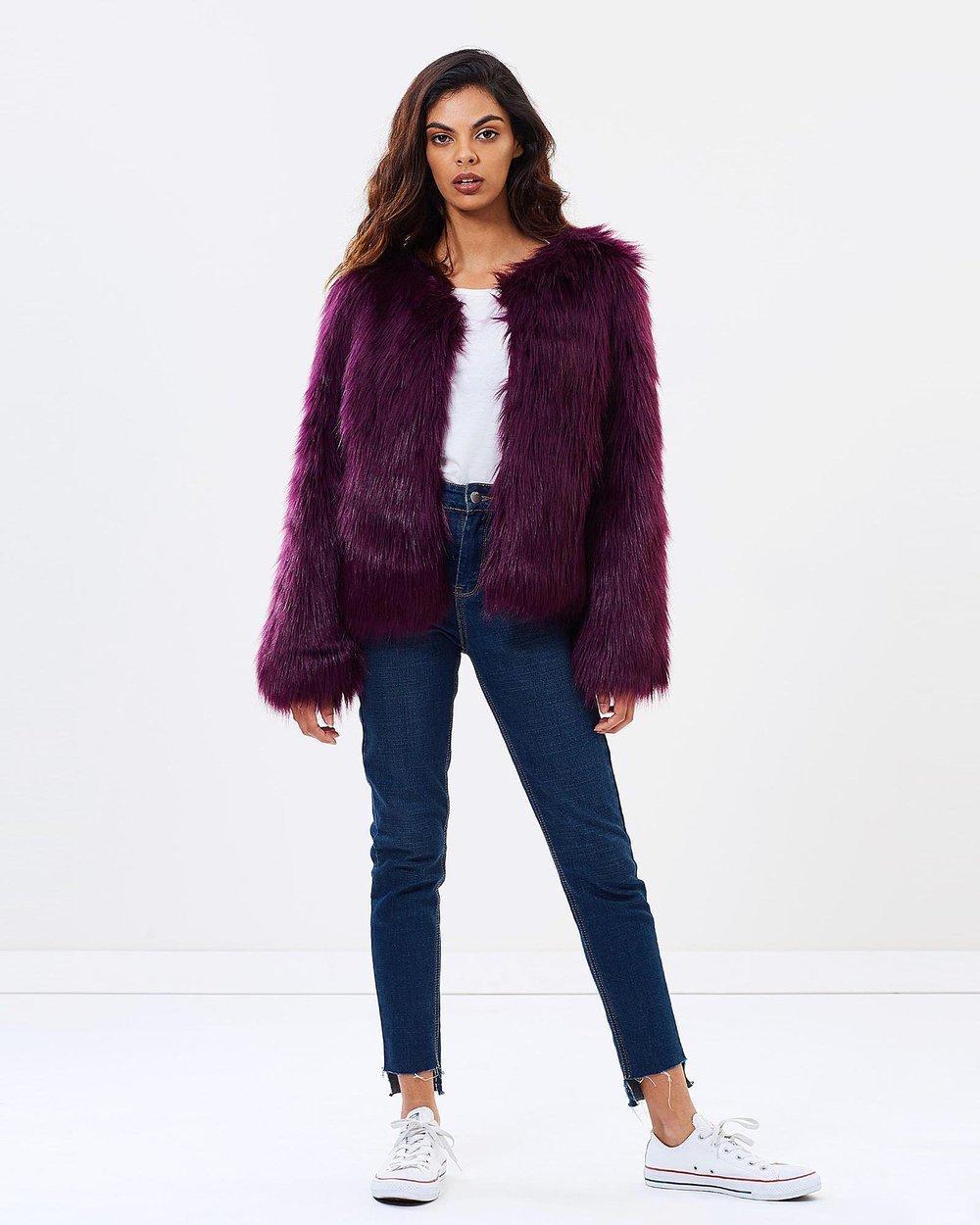 Unreal Fur Dream Jacket in Plum size 8  - Image 3