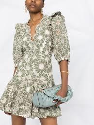 SANDRO embroidered floral green mini dress - Image 3