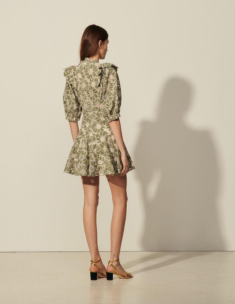 SANDRO embroidered floral green mini dress - Image 5