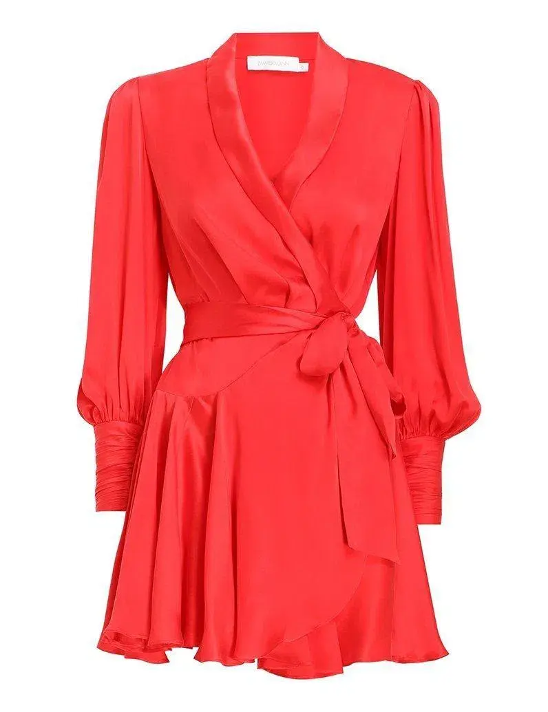 Zimmermann Silk Wrap Mini Dress Red Size 0P / Au 6 - Image 2