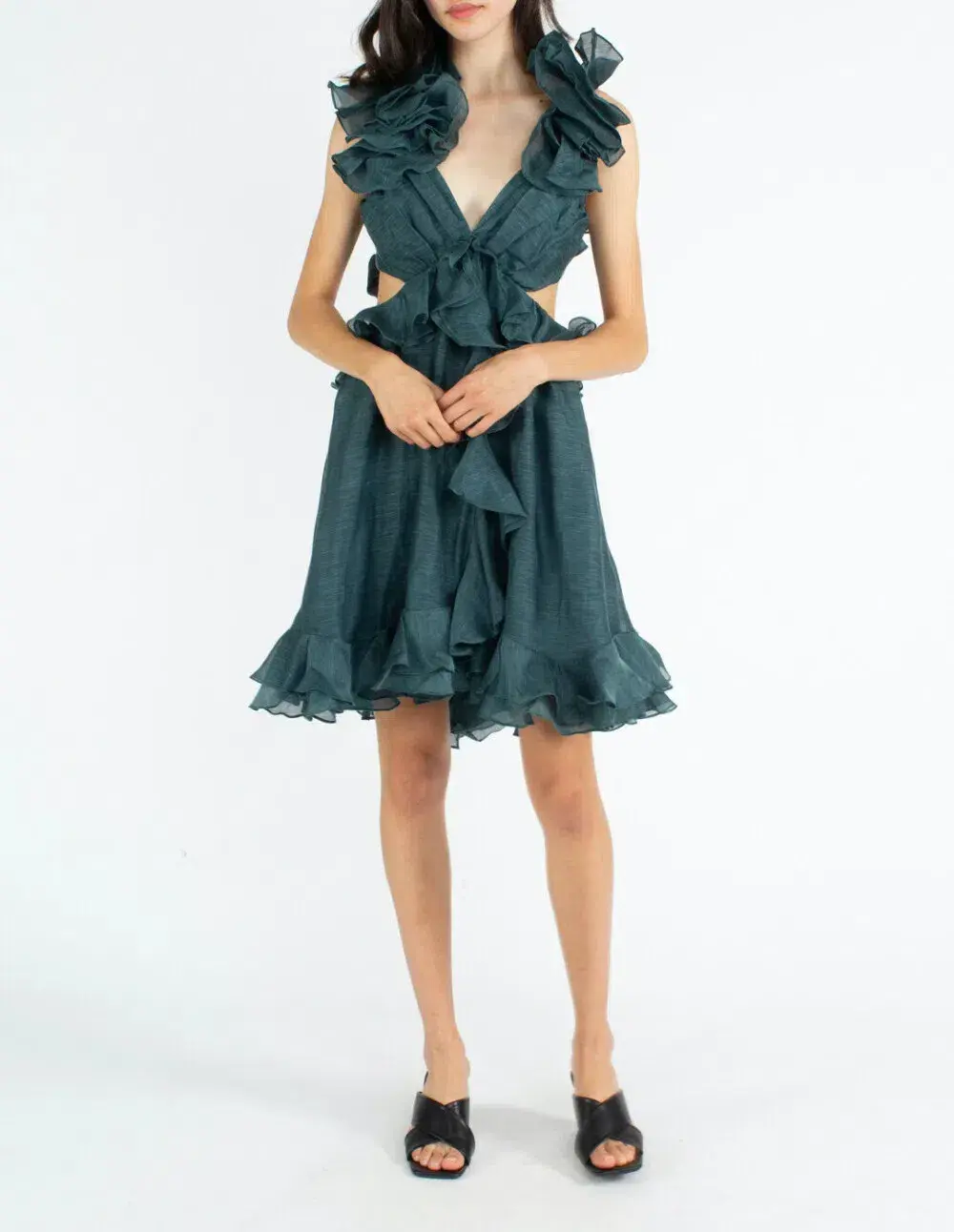 Zimmermann Ladybeetle Ruffle Mini Dress Green Size 0P / Au 6 - Image 1