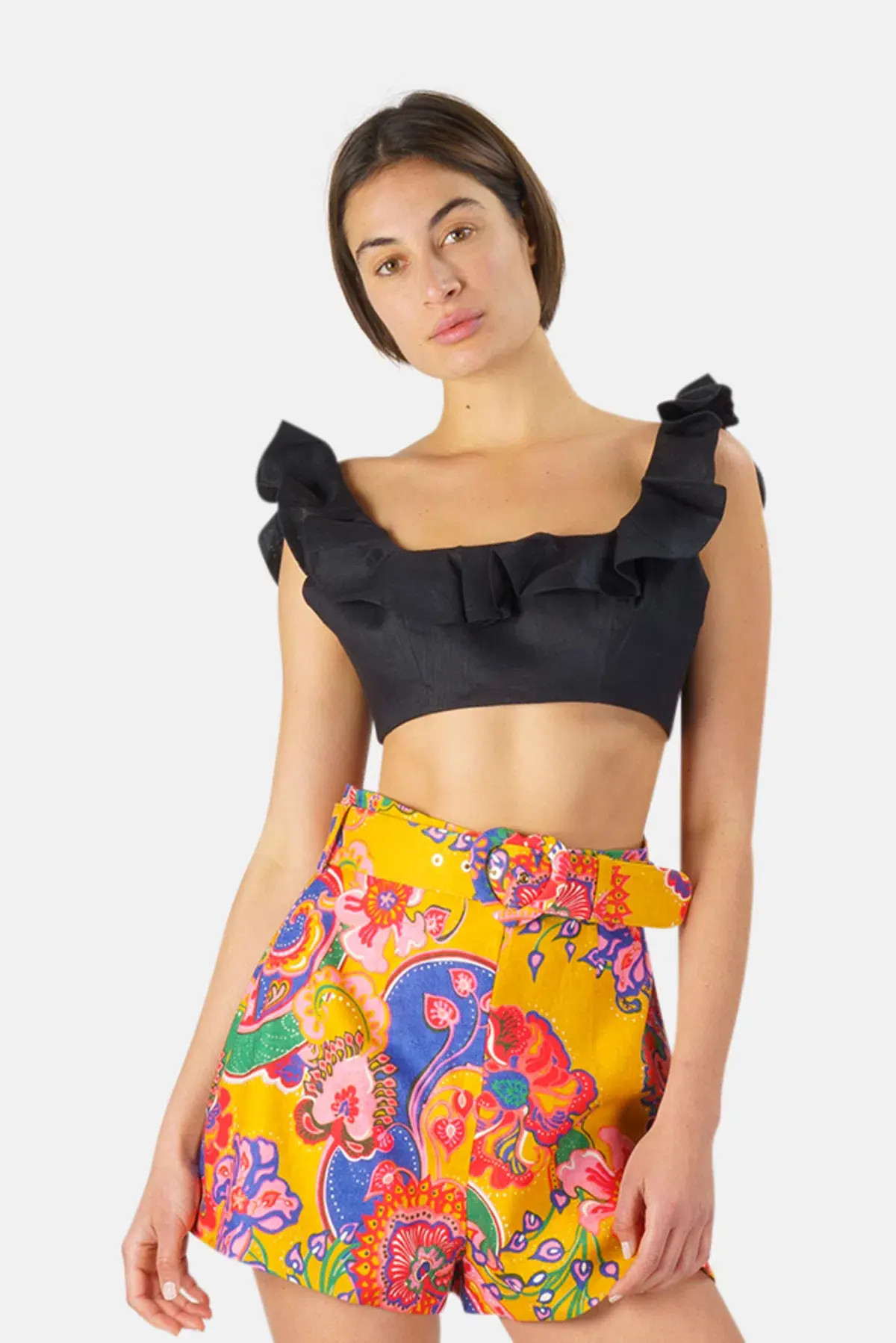 Zimmermann Riders Frill Neck Cropped Top Black Size 6 - Image 4