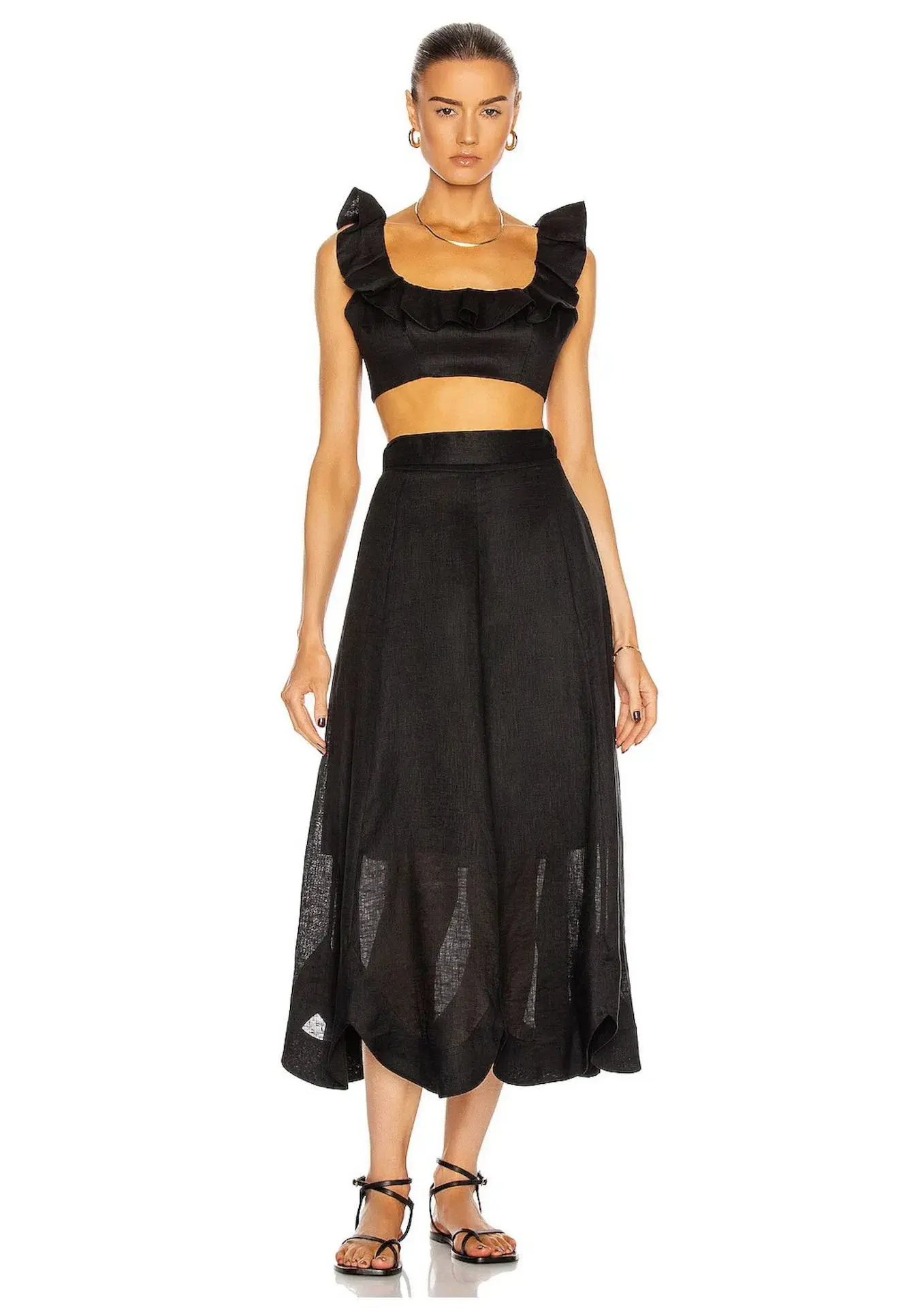 Zimmermann Riders Frill Neck Cropped Top Black Size 6 - Image 1