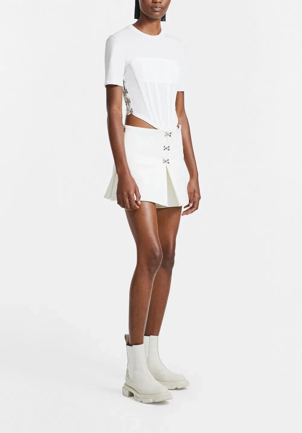 Dion Lee Accordion Pleat Mini Skirt Ivory Size AU 8  - Image 1
