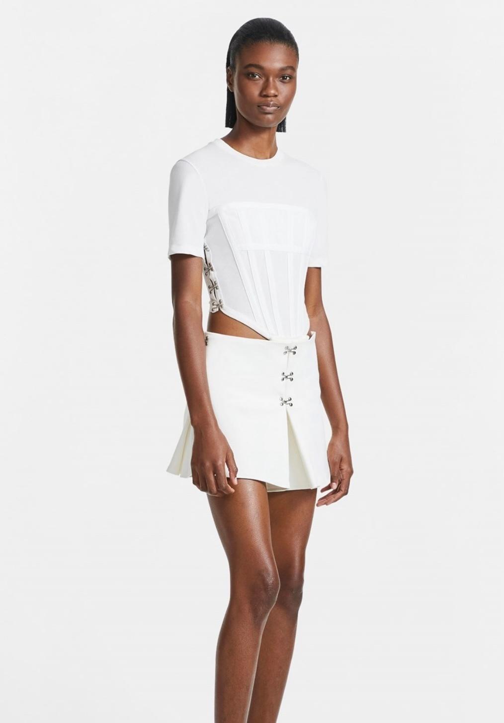 Dion Lee Accordion Pleat Mini Skirt Ivory Size AU 8  - Image 3