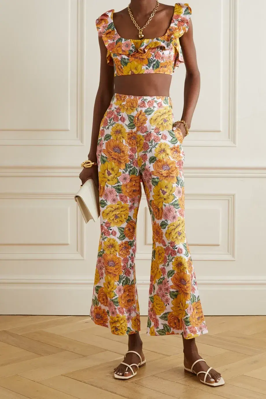 Zimmermann Poppy Frill Neck Crop Top Sunshine Floral Size 6 - Image 1