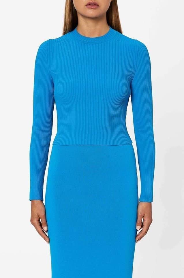 Scanlan Theodore Long Sleeve Crepe Top Blue Size 6 - Image 1