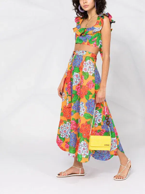 Zimmermann Riders Frill Neck Cropped Top Floral Print Size 6 - Image 4