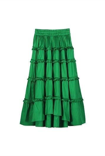 Country Road Green Silk Tiered Skirt Size 8  (Never worn) for rent on The Volte - main image