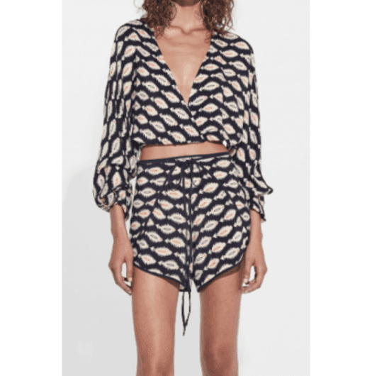 Sir The Label Mila Long Sleeve Silk Wrap Top Arrow Print | AU 10  - Image 3