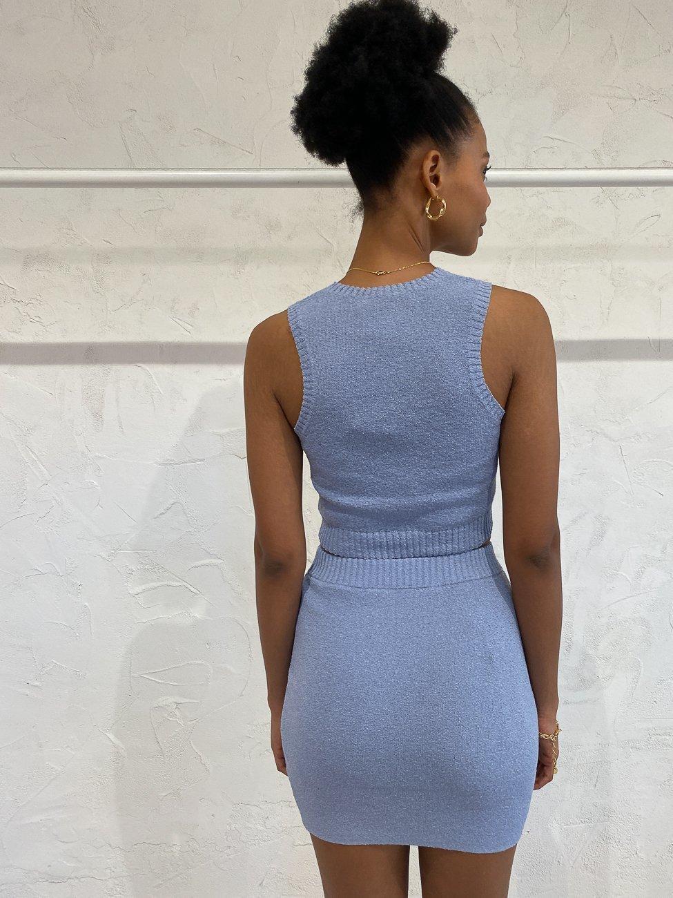 Bec & Bridge Mimi Knit Top and Mini Skirt Set Blue Size 10 for rent on The Volte - main image