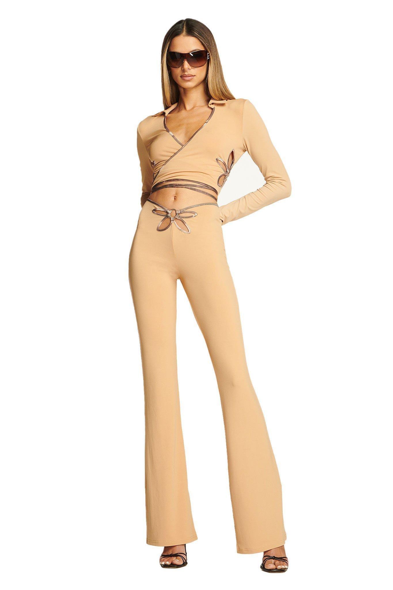 I. AM. GIA Renalee Top and Pants Set Brown Size 8 - Image 2