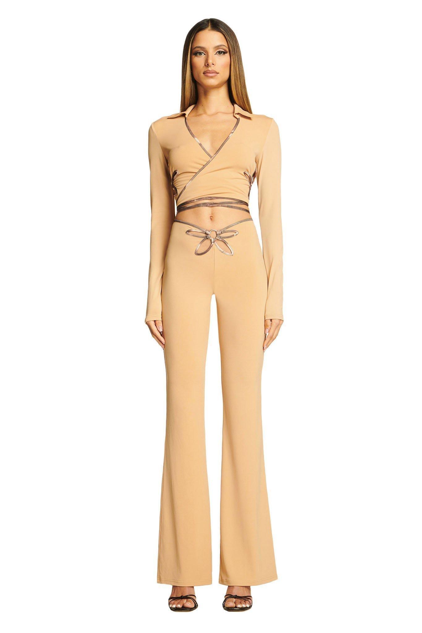 I. AM. GIA Renalee Top and Pants Set Brown Size 8 - Image 3