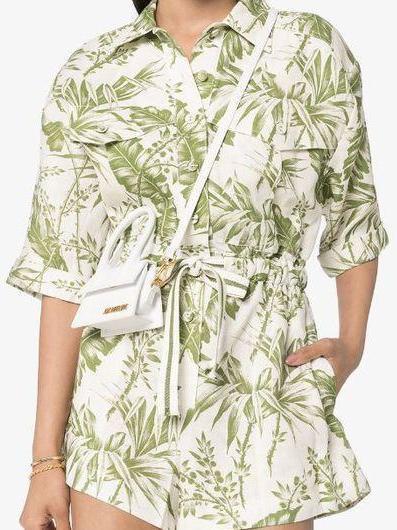 Zimmermann Empire Leaf Print Playsuit Green Size 0/8 - Image 3