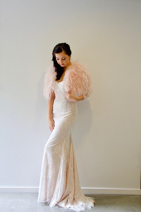 When Freddie Met Lilly Ostrich Bolero Blush One Size  - Image 1