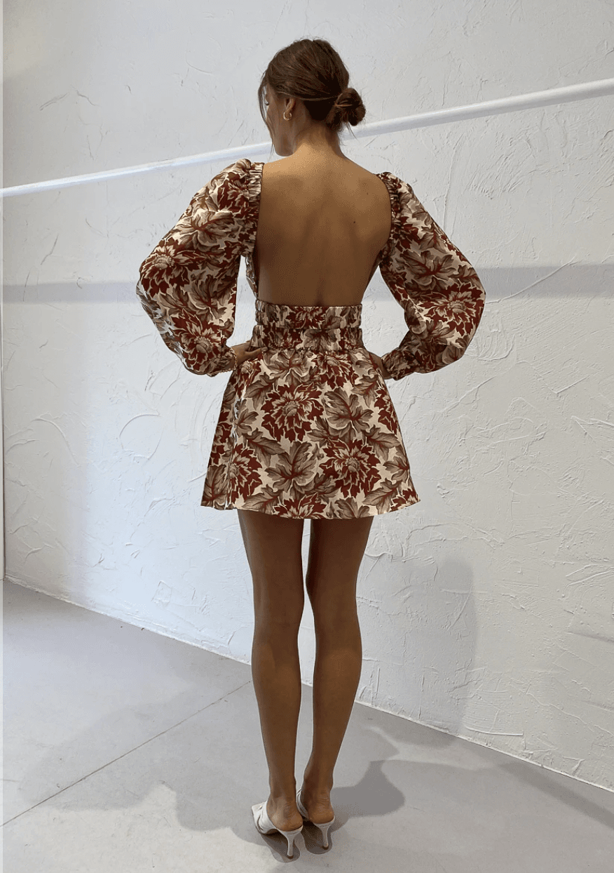 Sir The Label Open Back Top with Skirt Mini Red Floral Size 1 | AU 8 for rent on The Volte - main image