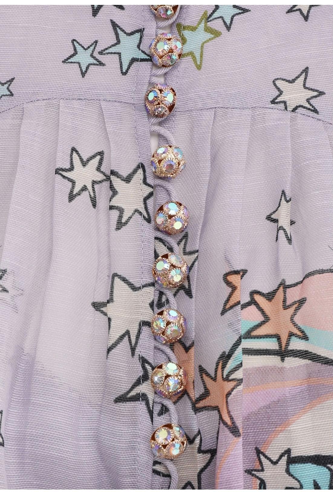 Zimmermann Concert Tie Neck Blouse Lilac Collage Size 1 / Au 10 - Image 4