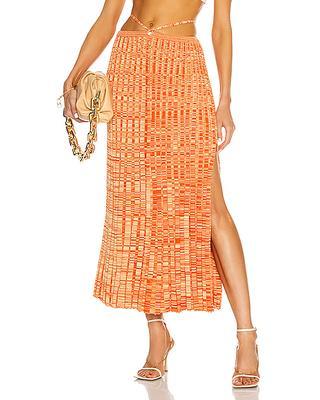 Christopher Esber Pleated Knit Tie Skirt Orange Size 8 - Image 3