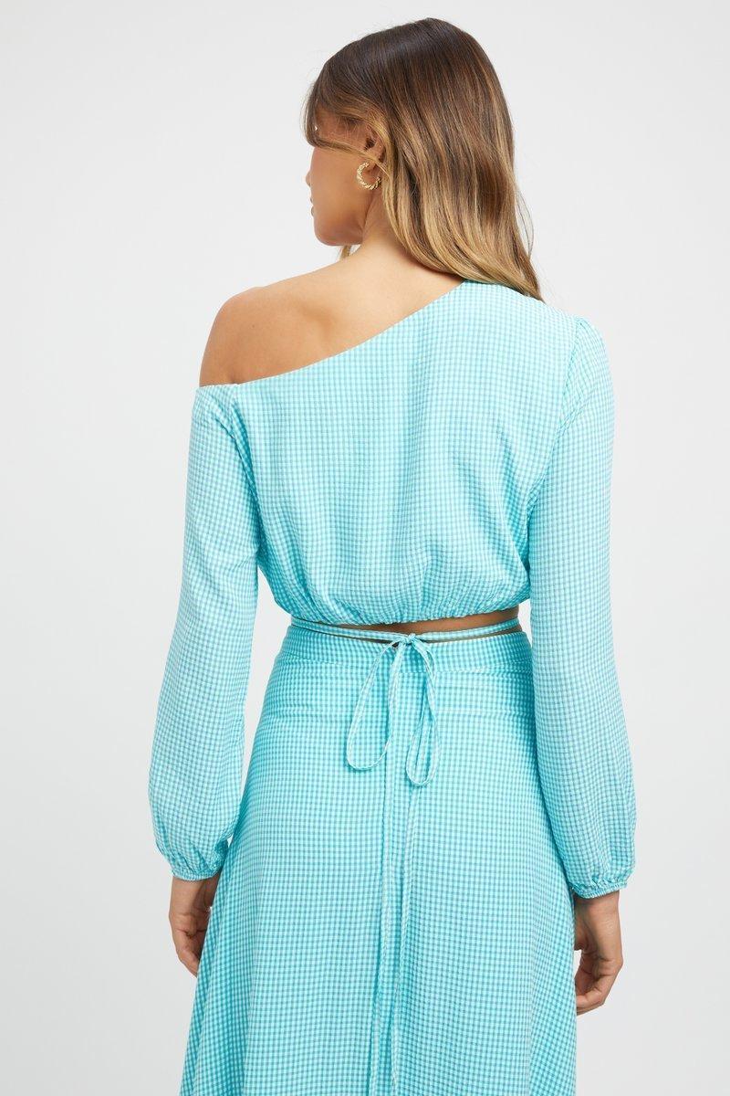 Kookai Brady Long Sleeve Top & Midi Skirt Set Blue Size 12 - Image 4