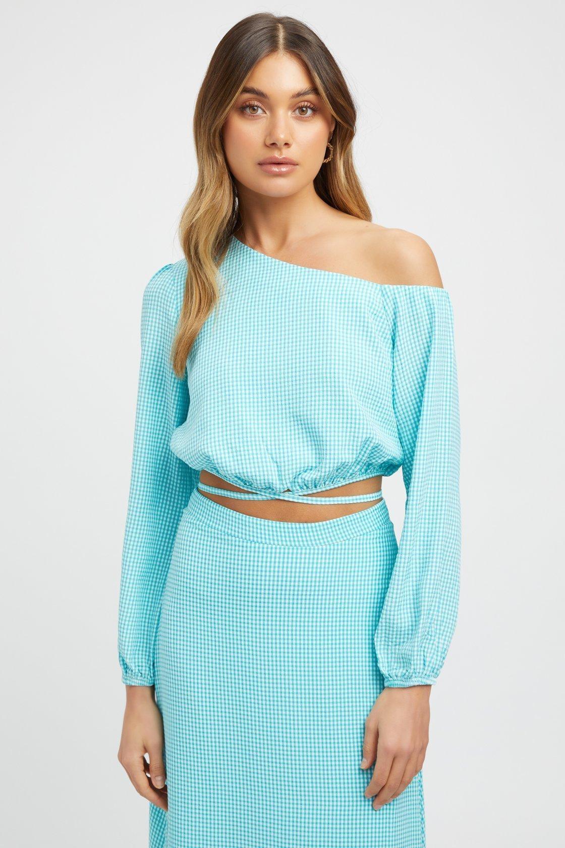 Kookai Brady Long Sleeve Top & Midi Skirt Set Blue Size 12 - Image 3