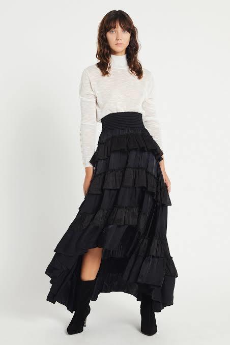 Aje El Paso Tiered Maxi Skirt Black Size 10  - Image 1