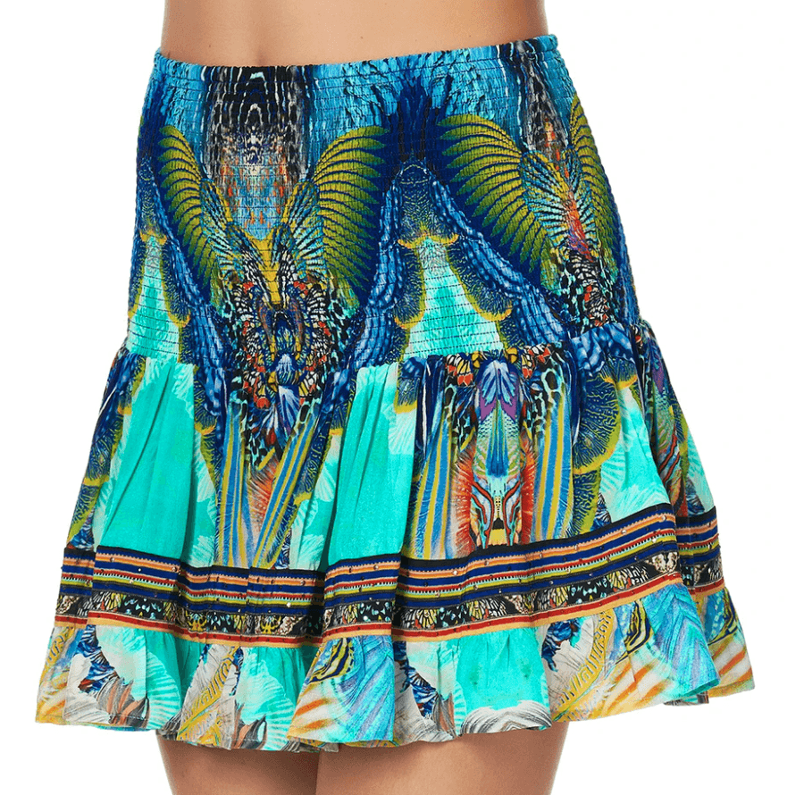 Camilia Short Shirred Skirt Reef Warrior Print Size 8 - Image 3