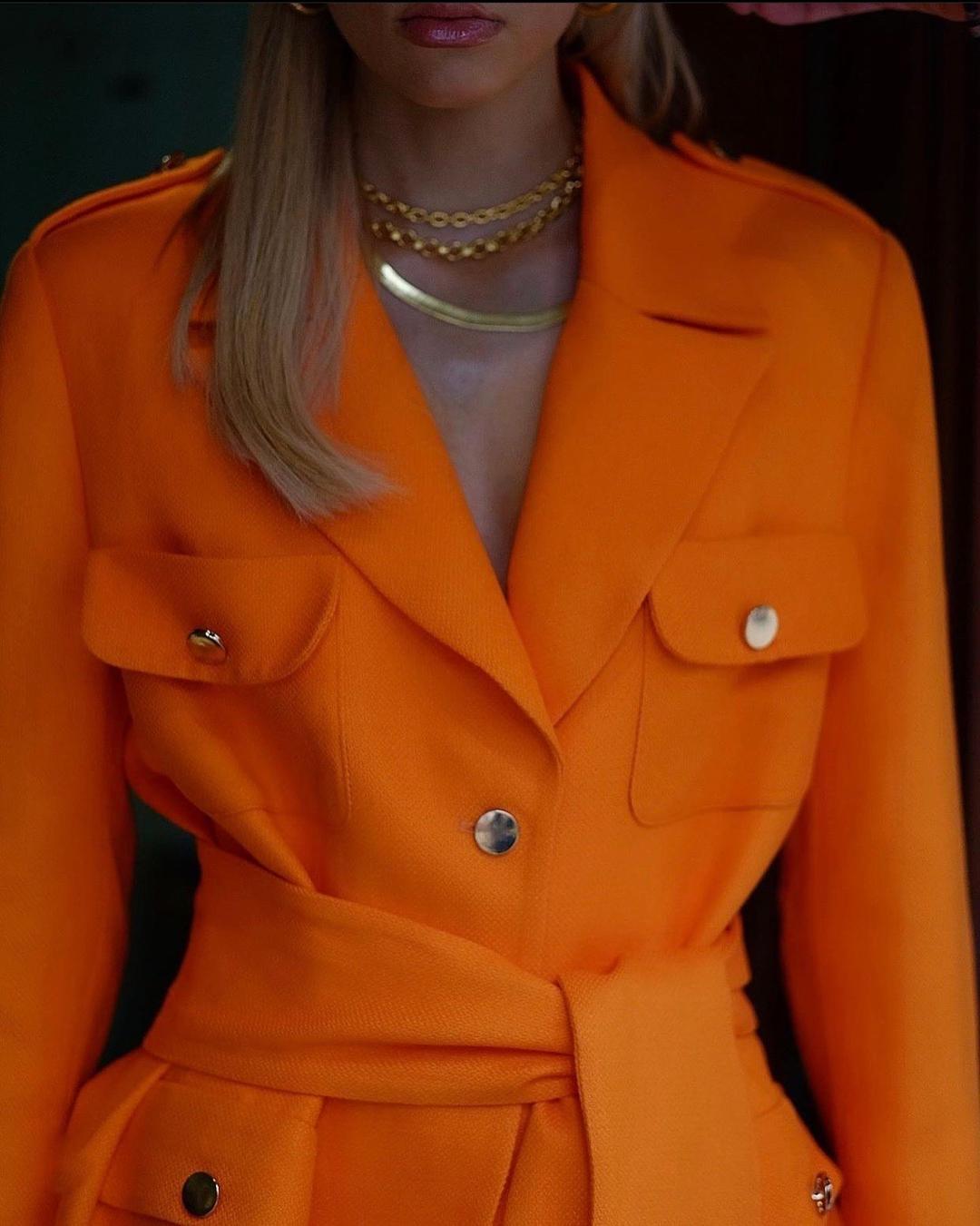 Khirzad Femme Gloria Safari Jacket Orange Size 6 for rent on The Volte - main image