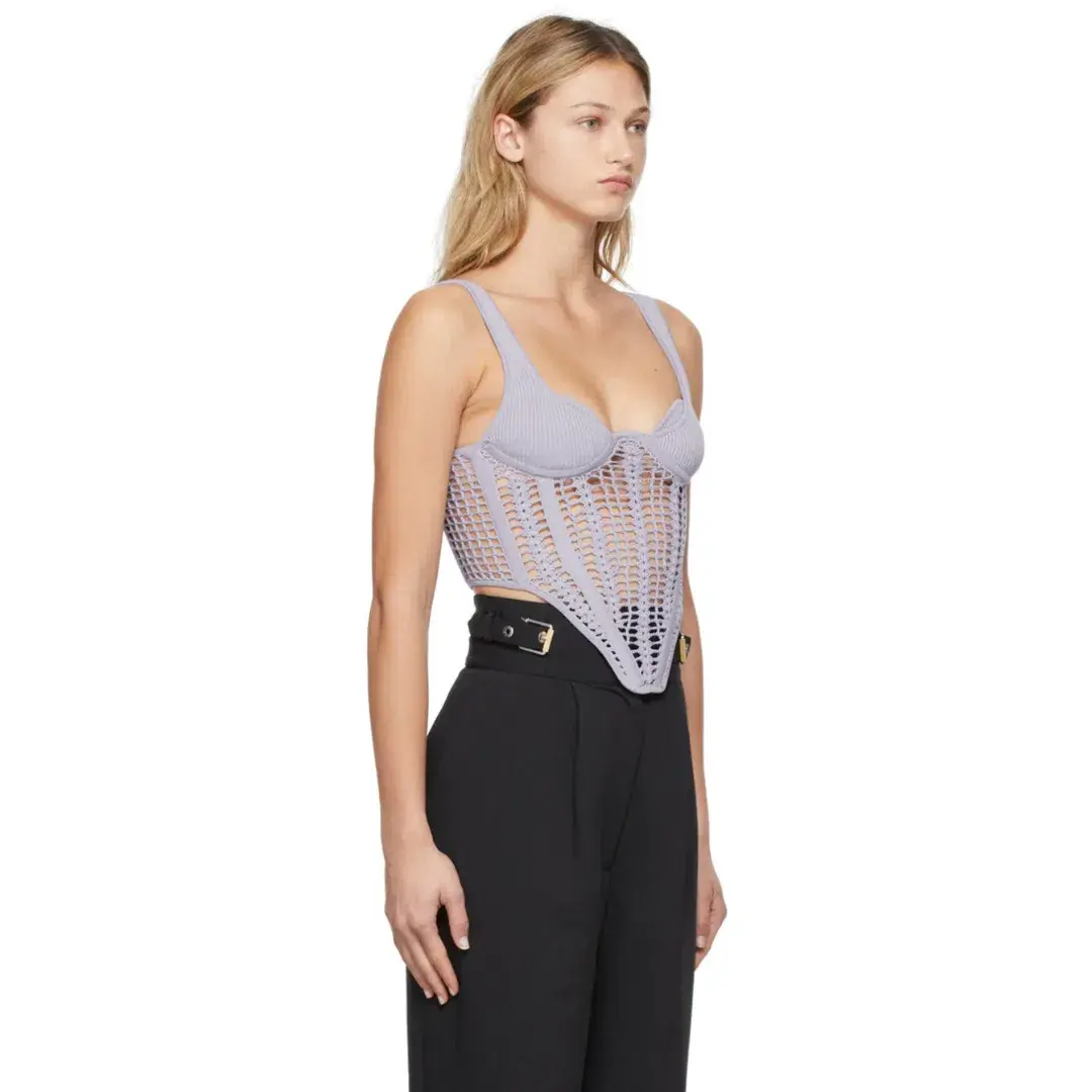 Dion Lee Crochet Corset Top Purple Size AU 8 - Image 4