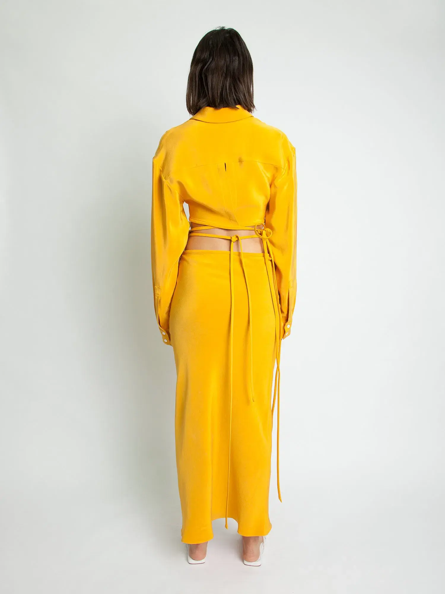 Christopher Esber Mango Loophole Bias Tie Skirt Yellow Size 10 - Image 2
