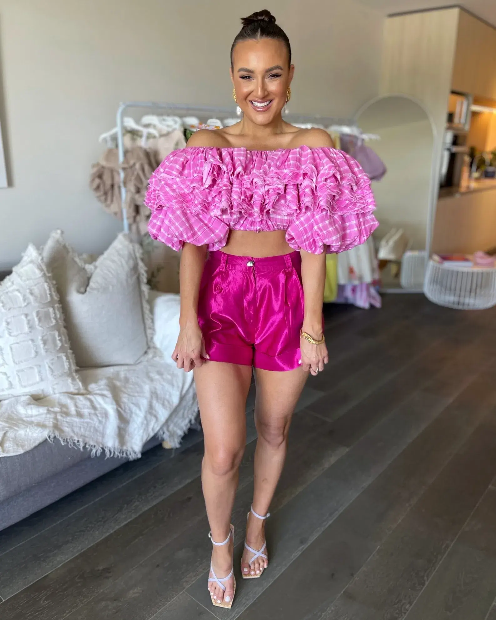 Aje Bungalow Bubble Top Pink Size 8 - Image 1