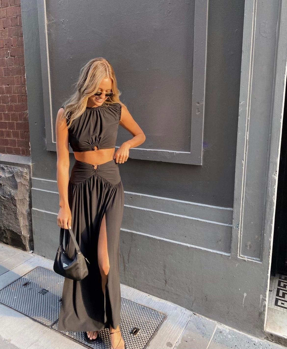 Bec & Bridge Minx Top and Maxi Skirt Set Black Size 8 - Image 2