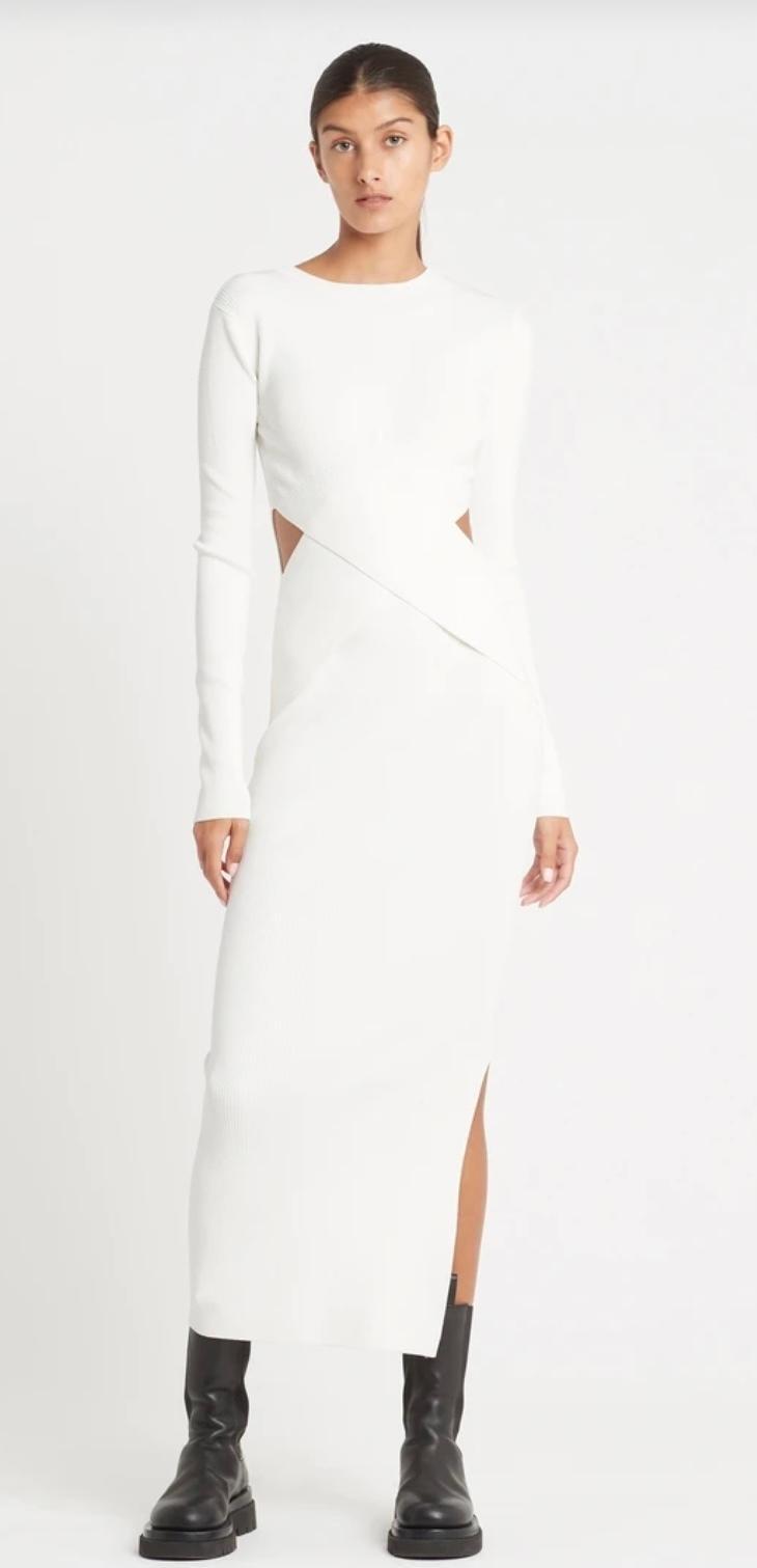 Sir The Label Celena Draped Dress Midi White | AU 6 - Image 1