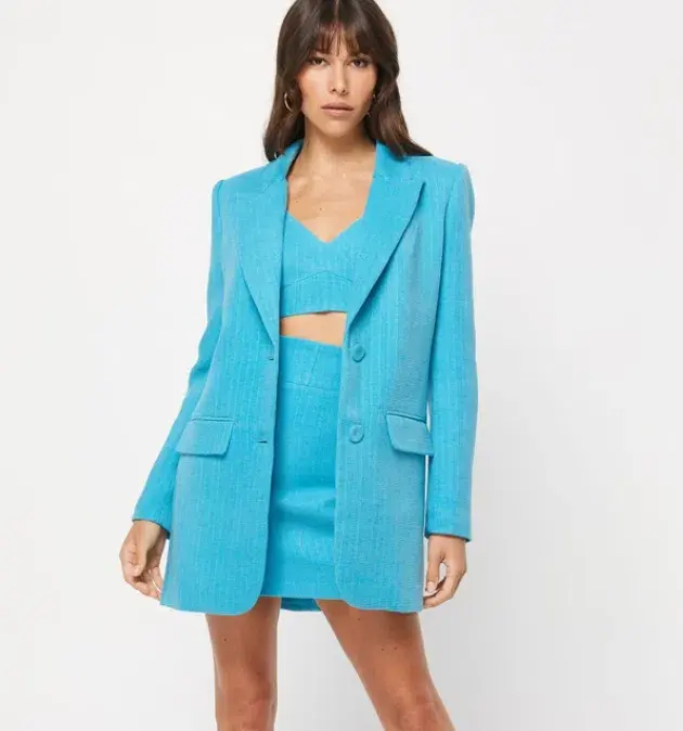 Mossman Complete Control Blazer Size 6 and Mini Skirt Size 8 Set Blue for rent on The Volte - main image