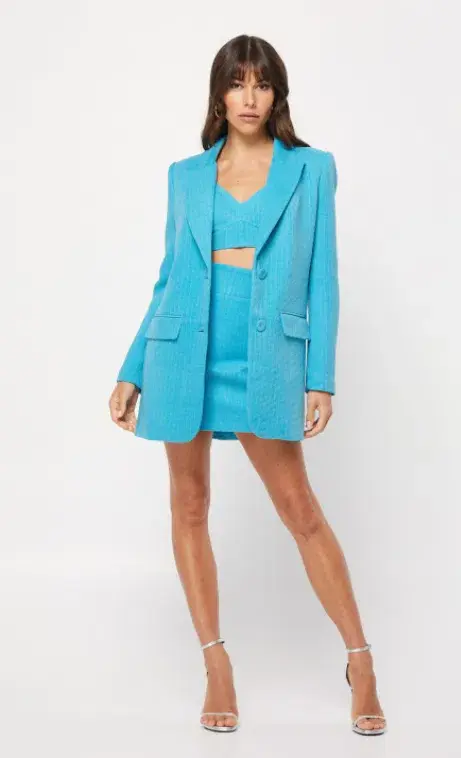 Mossman Complete Control Blazer Size 6 and Mini Skirt Size 8 Set Blue - Image 1